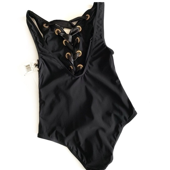 Karla Colletto Womens 6 Black Lace Up Maritta One Piece Swimsuit New Shopbop - Picture 5 of 8